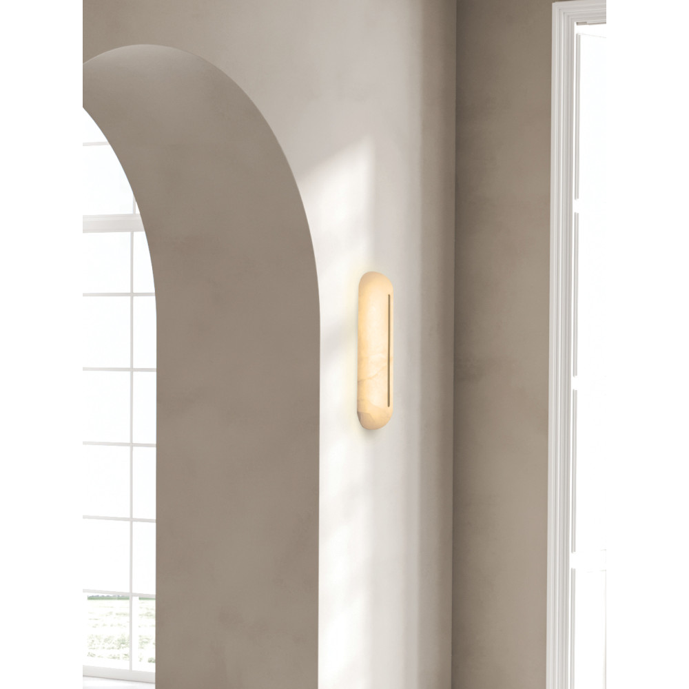 Wall Light ZAMBELIS 14W Dimmable DESIGN White Alabaster and Brass 2546