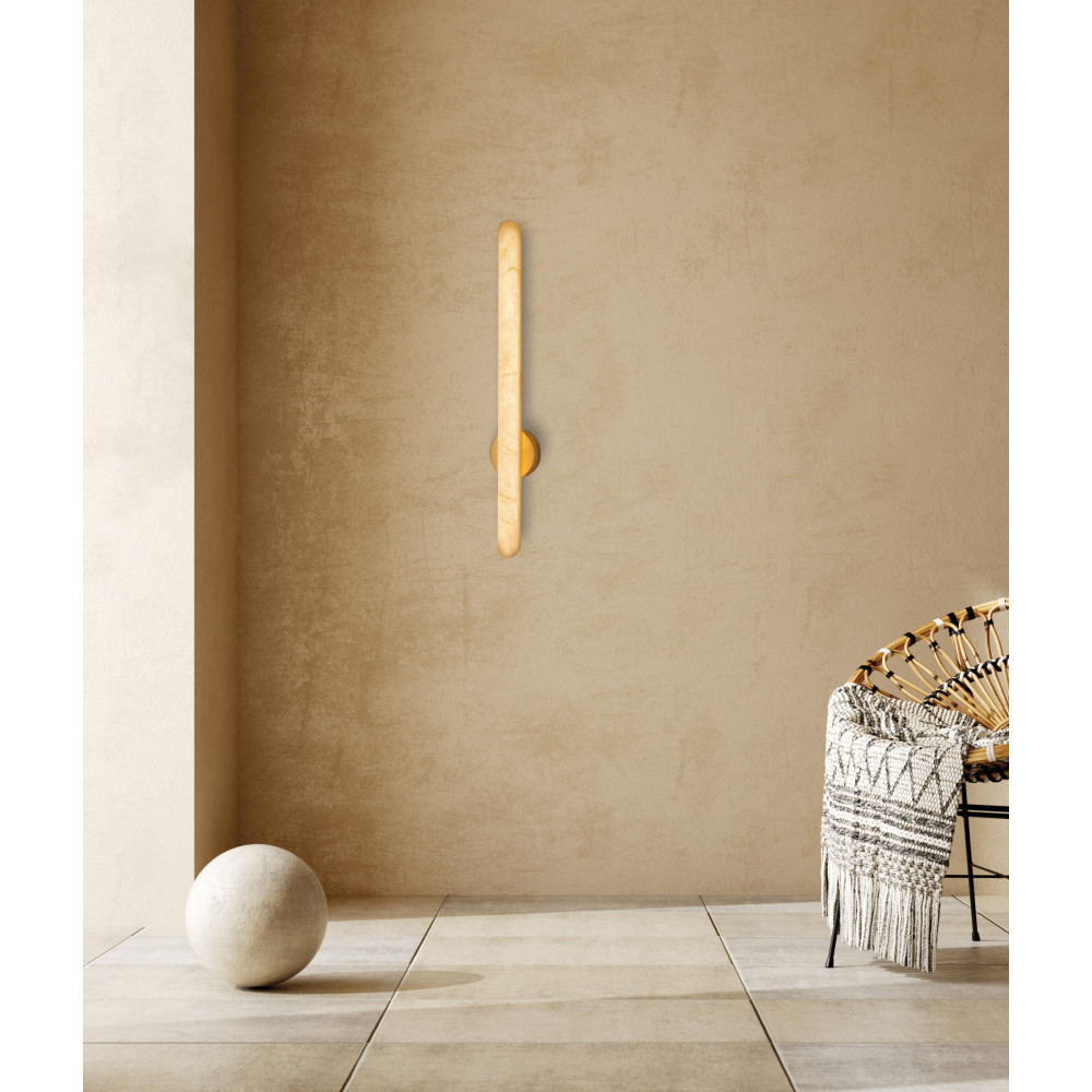 Wandleuchte ZAMBELIS 19W Dimmbar DESIGN Alabaster Weiß und Messing 2548