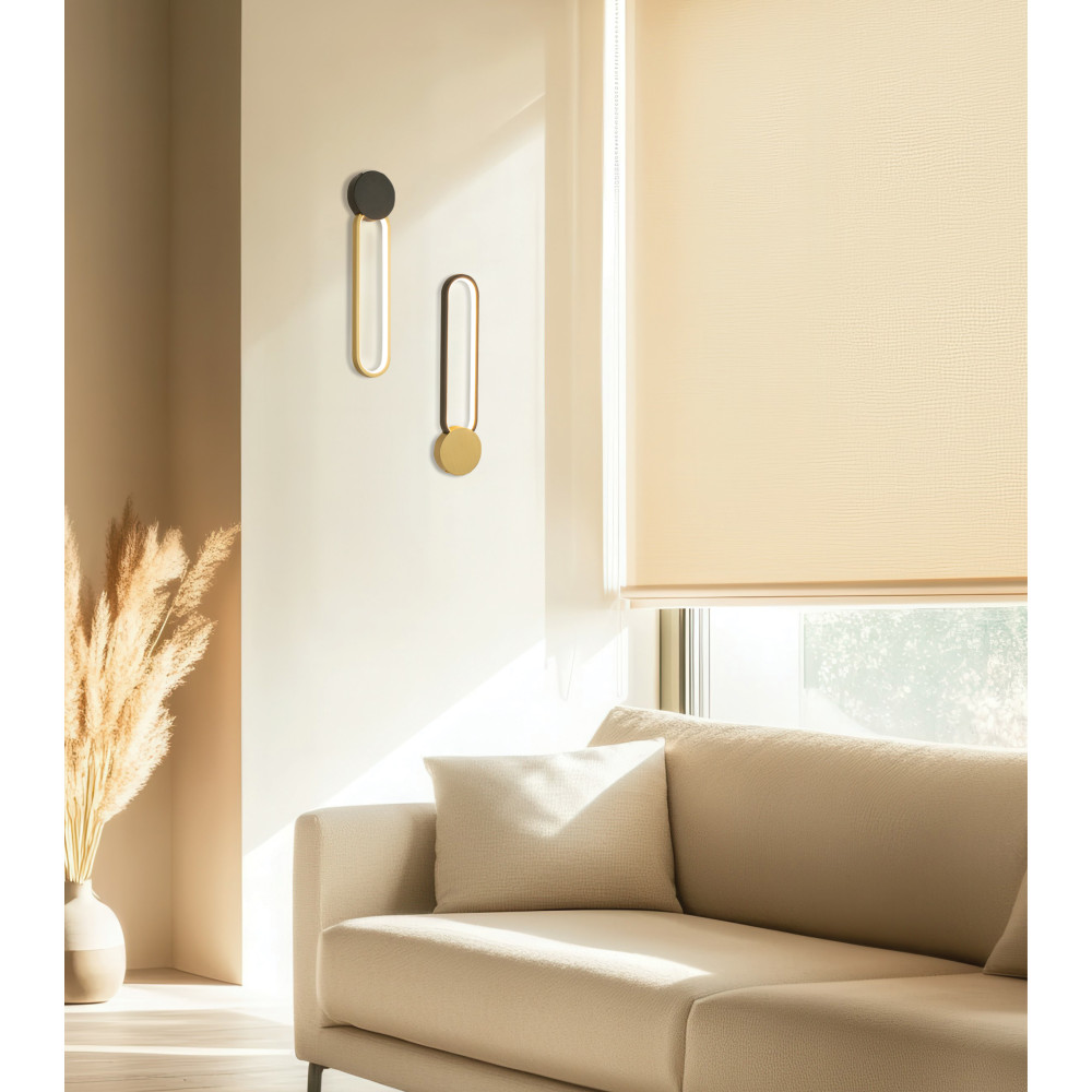 Applique ZAMBELIS 13W Dimmable DESIGN Noir Mat et Doré 23102