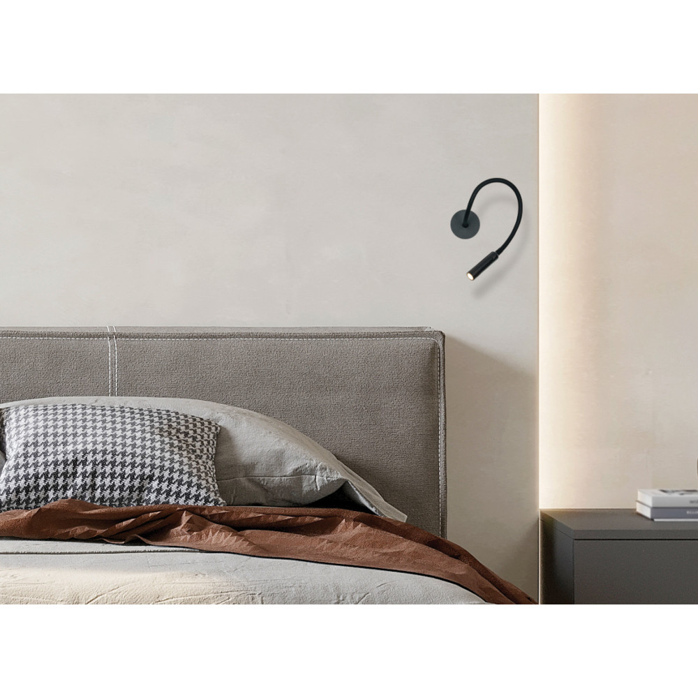 Applique Murale ZAMBELIS Lecture Encastrable 3W Interrupteur DESIGN Noir Sablé 25151
