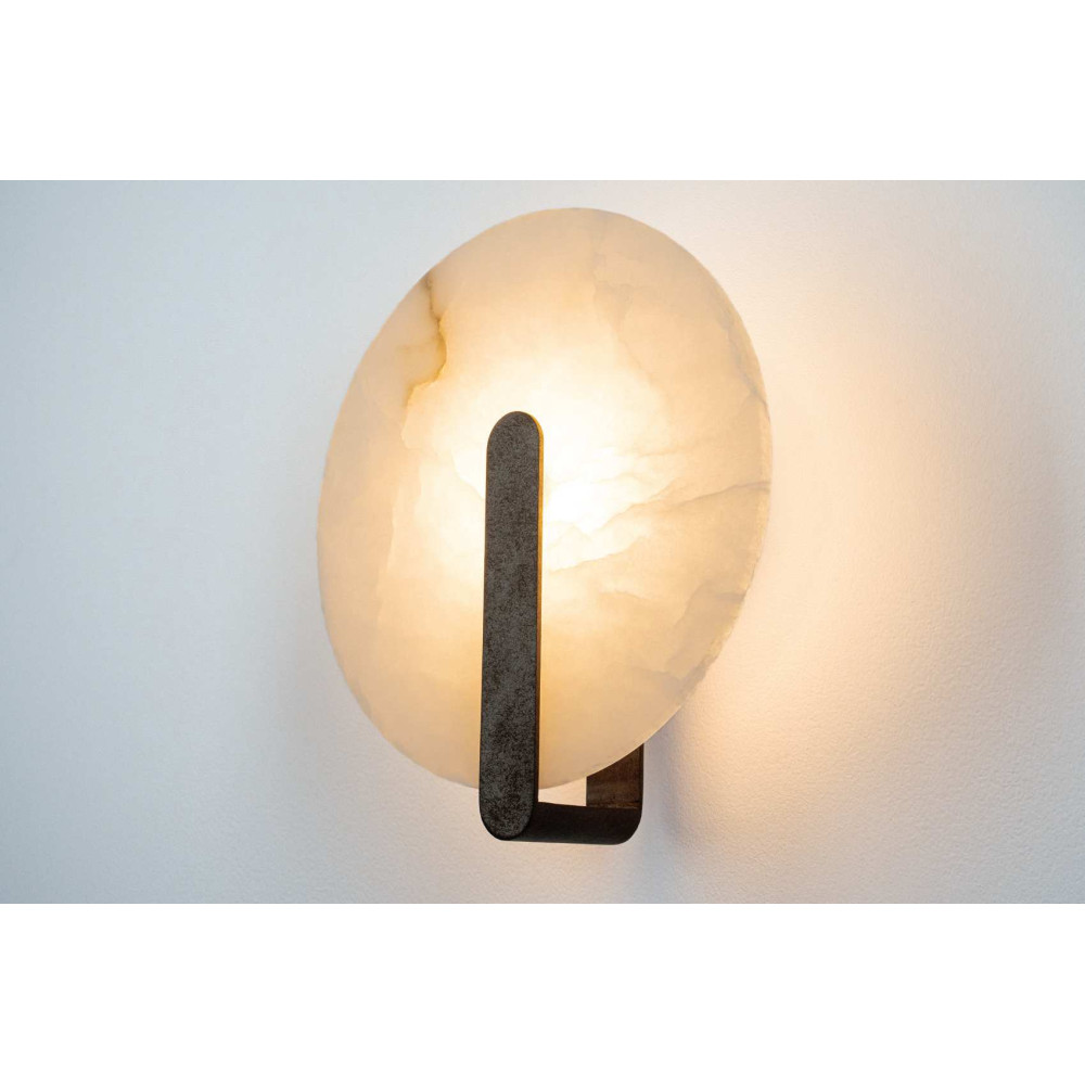 Wall Light ZAMBELIS D250 5W DESIGN White Alabaster and Rust 2553