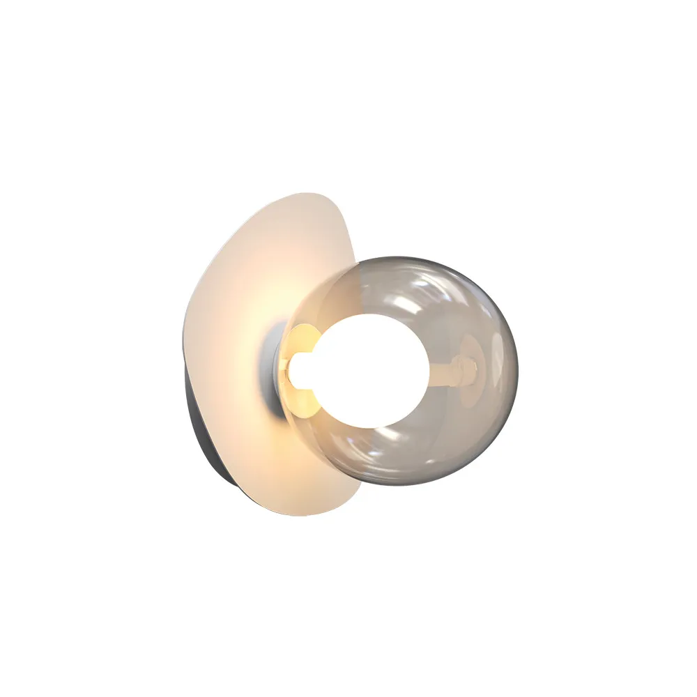 Applique Murale ZAMBELIS D164 G9 DESIGN Blanc Sablé et Verre Fumé Sans Source 2577 FS