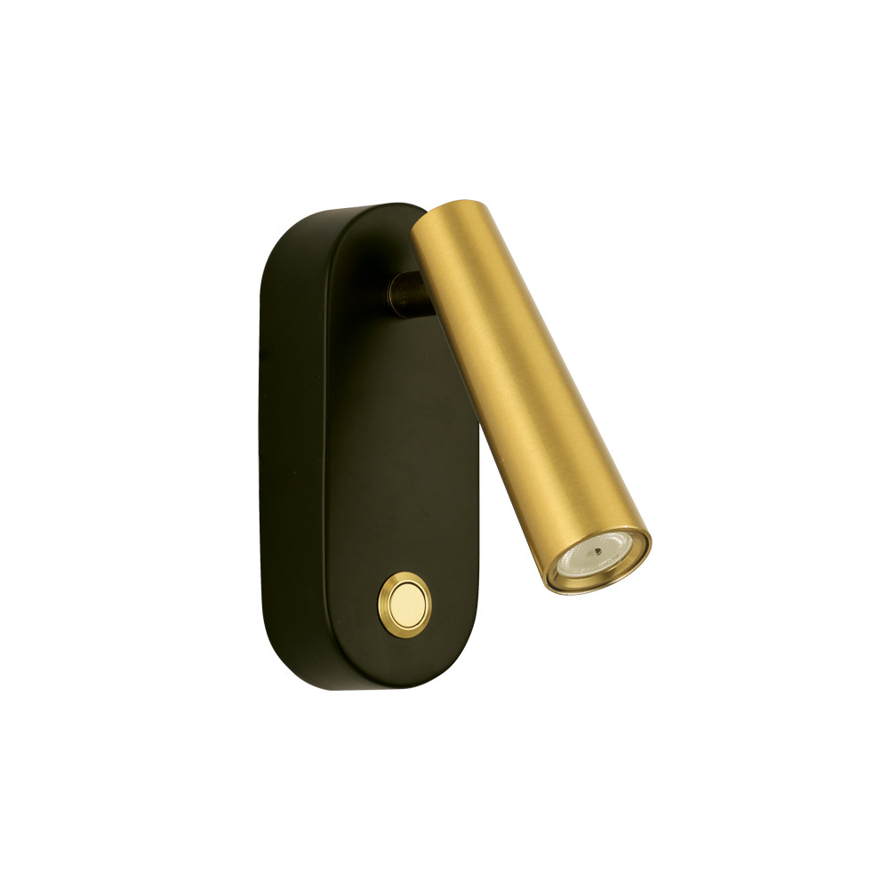 ZAMBELIS Reading 3W Switch DESIGN Matte Black and Matte Gold Wall Light 25182 FS