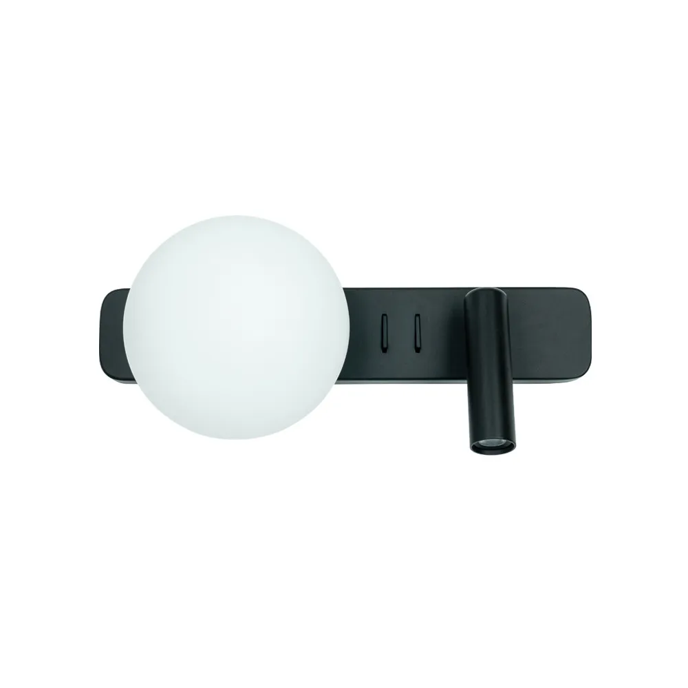 Applique Murale ZAMBELIS Lecture 3W + G9 Interrupteur DESIGN Noir Mat 25326 FS