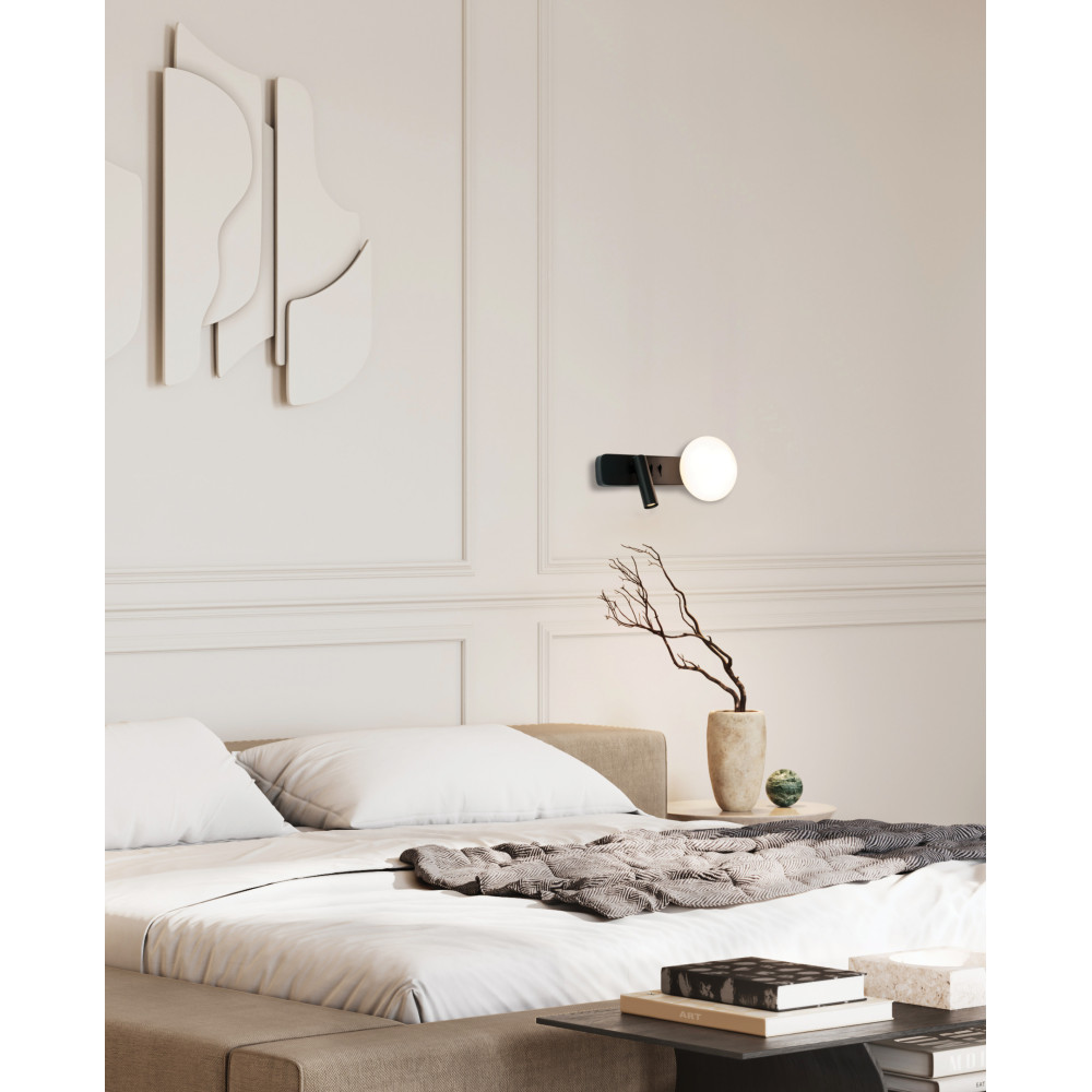 Applique Murale ZAMBELIS Lecture 3W + G9 Interrupteur DESIGN Noir Mat 25326 FS