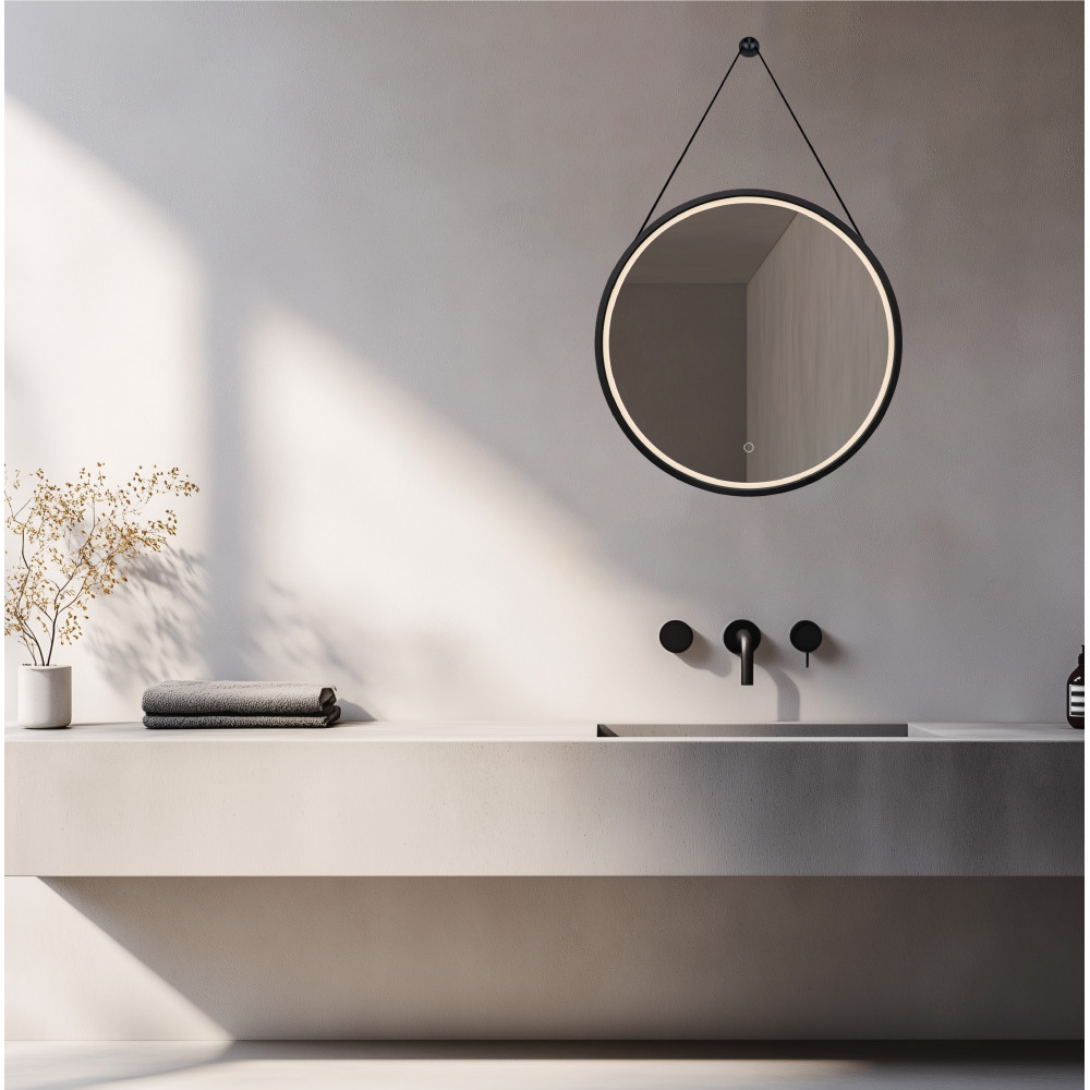 Miroir ZAMBELIS Tactile D600 15W CCT Dimmable IP44 DESIGN Noir Mat 25387 FS