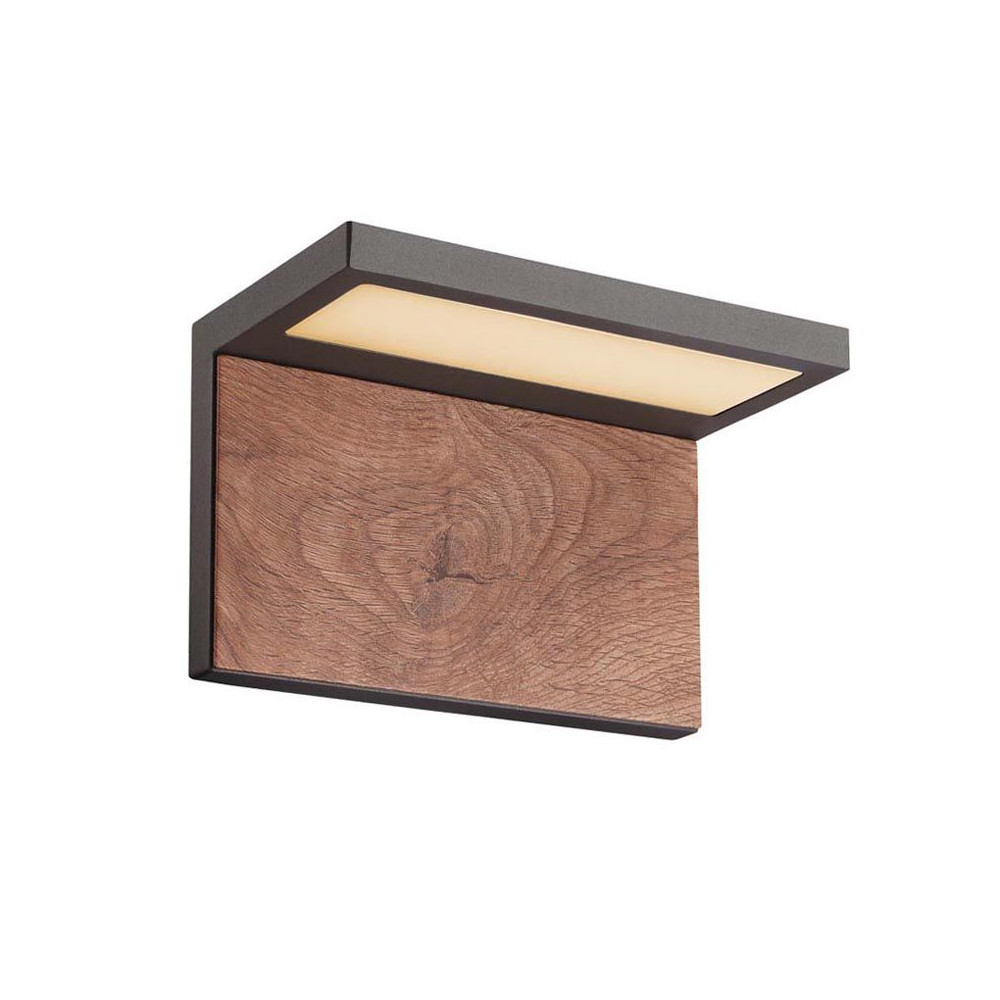 ZAMBELIS 13W IP54 DESIGN Graphite and Wood Outdoor Wall Light E224