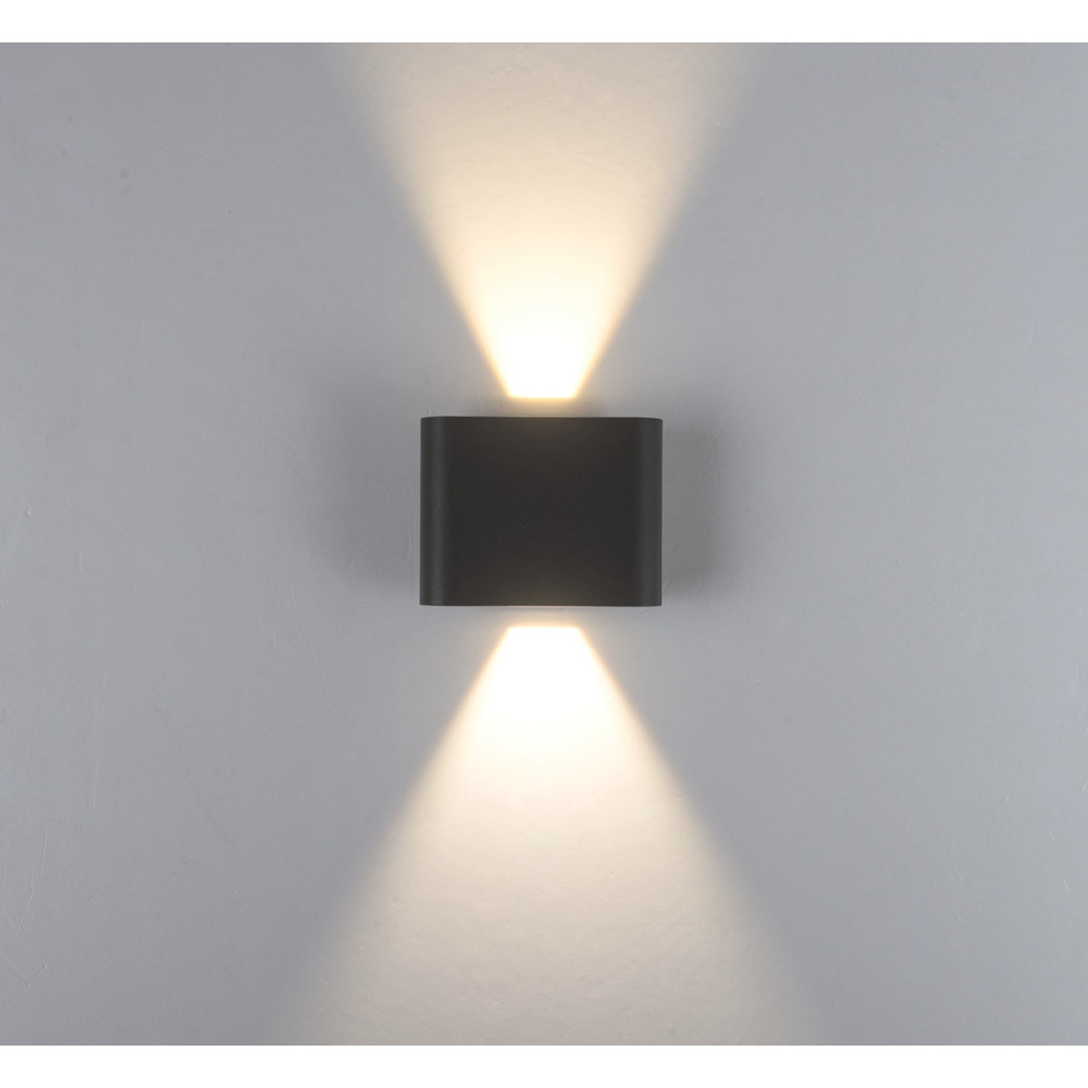 Buitenwandlamp ZAMBELIS 6W CCT Direct/Indirect IP65 DESIGN Zwart Gezandstraald E433