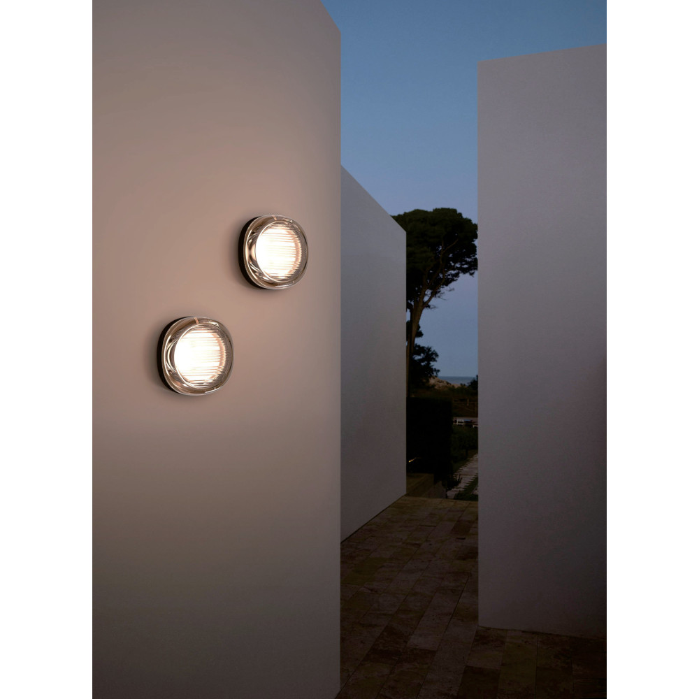 ZAMBELIS Buitenwandlamp D130 12W IP65 Dimbaar DESIGN Glas en Gezandstraald Zwart E493