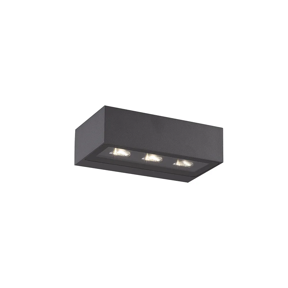ZAMBELIS Outdoor Wall Light 3x4.5W Asymmetric IP54 DESIGN Graphite E518