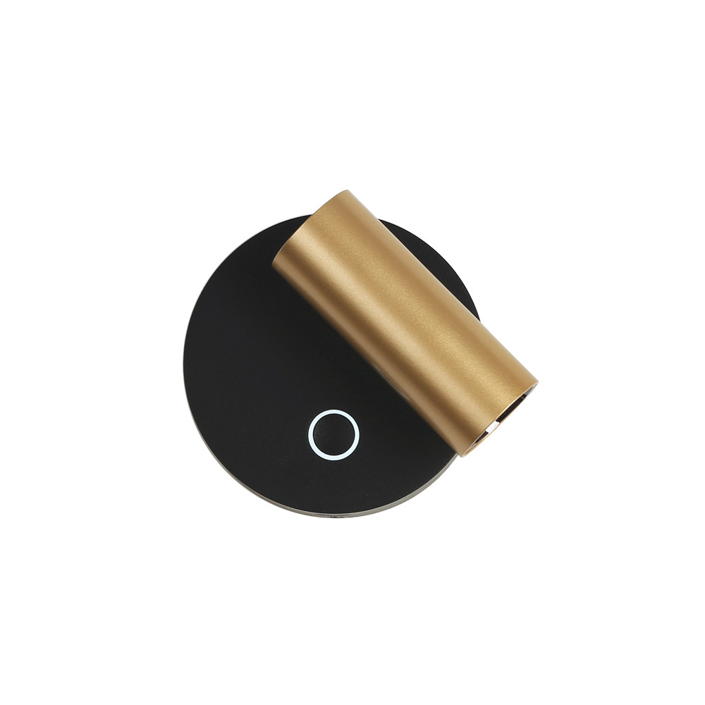 Applique Murale ZAMBELIS Lecture Tactile D85 3W Dimmable DESIGN Or et Noir Sablé 25283