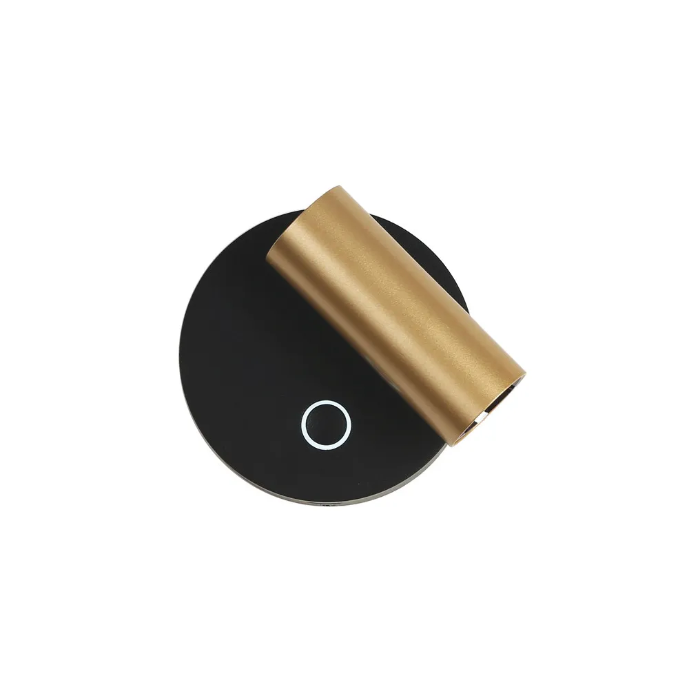 Applique Murale ZAMBELIS Lecture Tactile D85 3W Dimmable DESIGN Or et Noir Sablé 25283