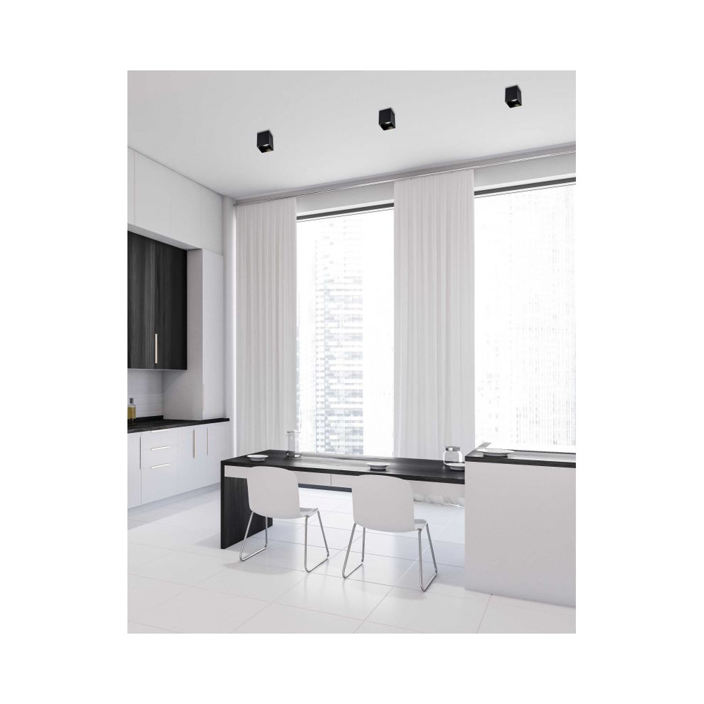 Plafonnier carré ZAMBELIS GU10 DESIGN Noir Sablé S152