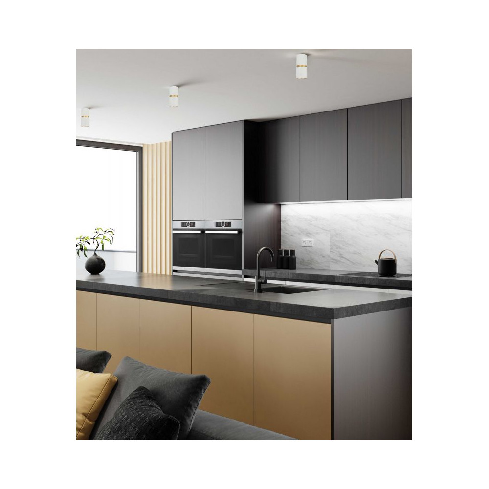 Deckenleuchte ZAMBELIS D60 GU10 DESIGN Sandweiß und Gebürstetes Gold S161