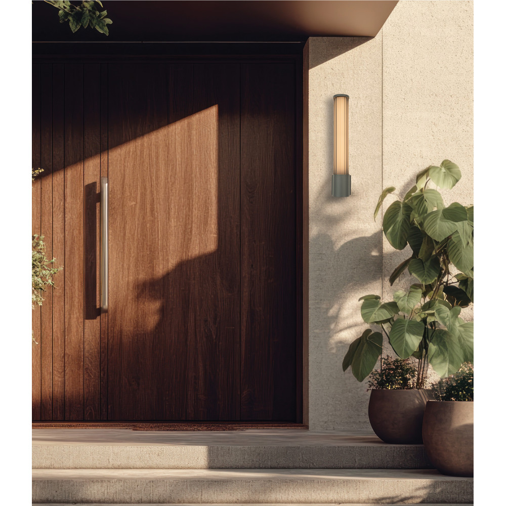 ZAMBELIS Außenwandleuchte 12W IP54 DESIGN Graphit und Glas E428