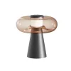 Tischleuchte ZAMBELIS Touch D350 18W Dimmbar DESIGN Braunglas und Sandgestrahltes Schwarz 25276 FS