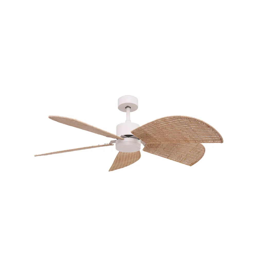Ventilator ZAMBELIS D1320 15W CCT mit Fernbedienung und Schalter DESIGN Weiß und Bambus 25328 FS