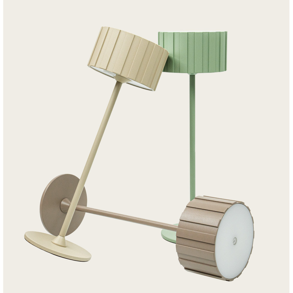 Lampe sur Table Extérieur ZAMBELIS Tactile D86 2W CCT Dimmable IP44 DESIGN Vert Sablé E490 FS