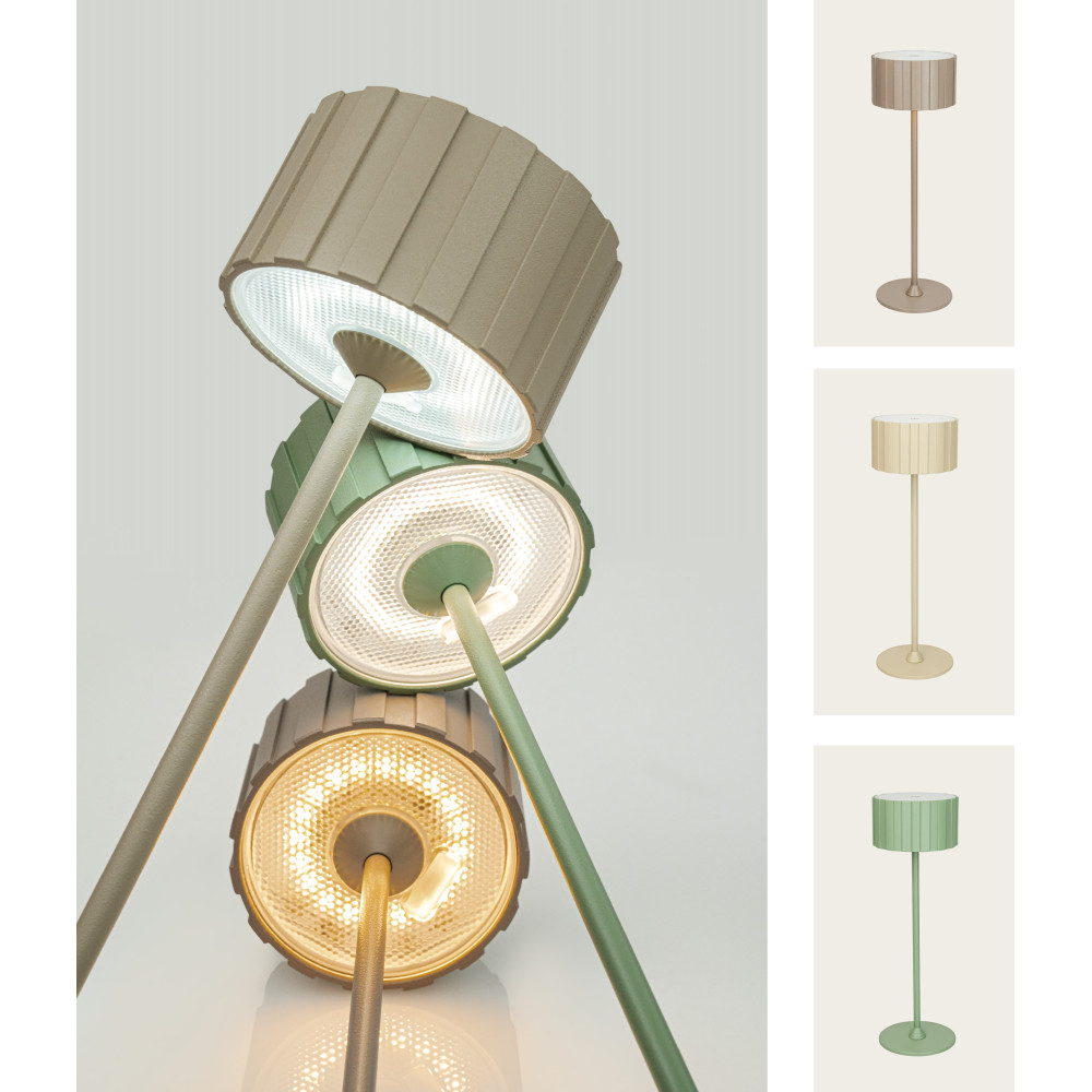 Lampe sur Table Extérieur ZAMBELIS Tactile D86 2W CCT Dimmable IP44 DESIGN Vert Sablé E490 FS