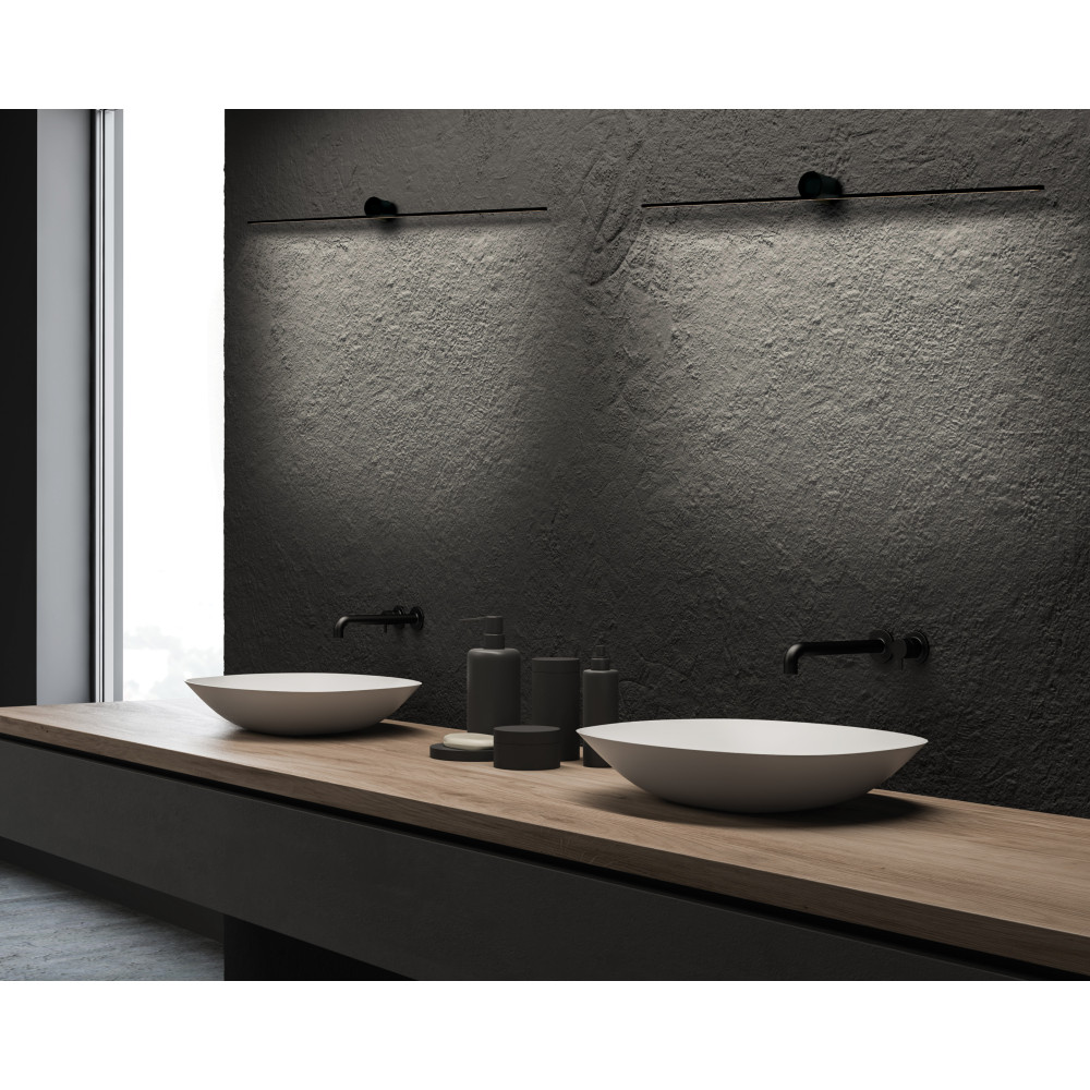 Badezimmer-Wandleuchte ZAMBELIS 13W IP44 DESIGN Sandstrahler Schwarz 20146