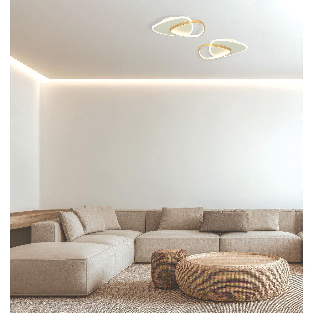 Plafonnier ZAMBELIS 36W Dimmable DESIGN Doré et Blanc Mat 23093