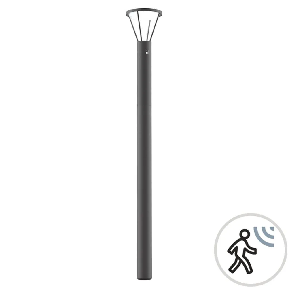 Buitenstaande Lamp met Zonnepaneel Detector ZAMBELIS H2200 5W IP54 Dimbaar DESIGN Grafiet E448 FS