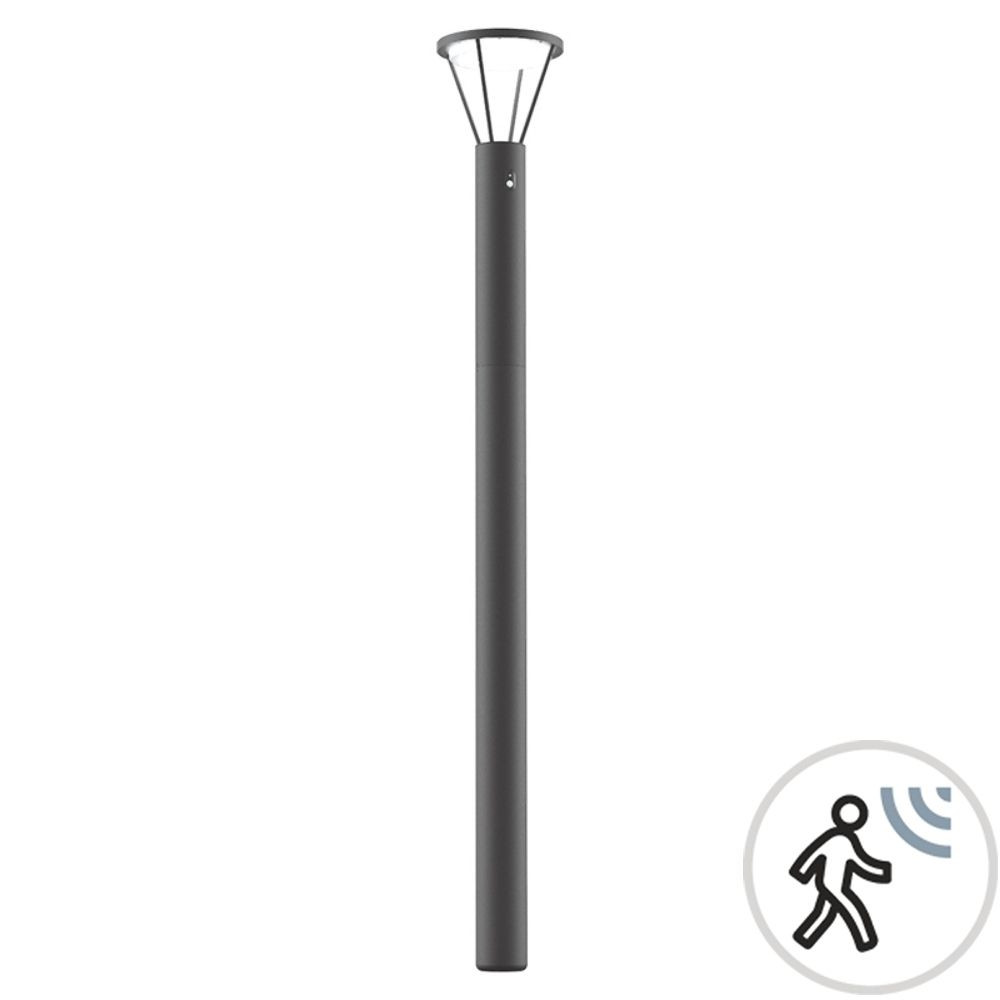 Stehleuchte Außen Solar Bewegungsmelder ZAMBELIS H2200 5W IP54 Dimmbar DESIGN Graphit E448 FS