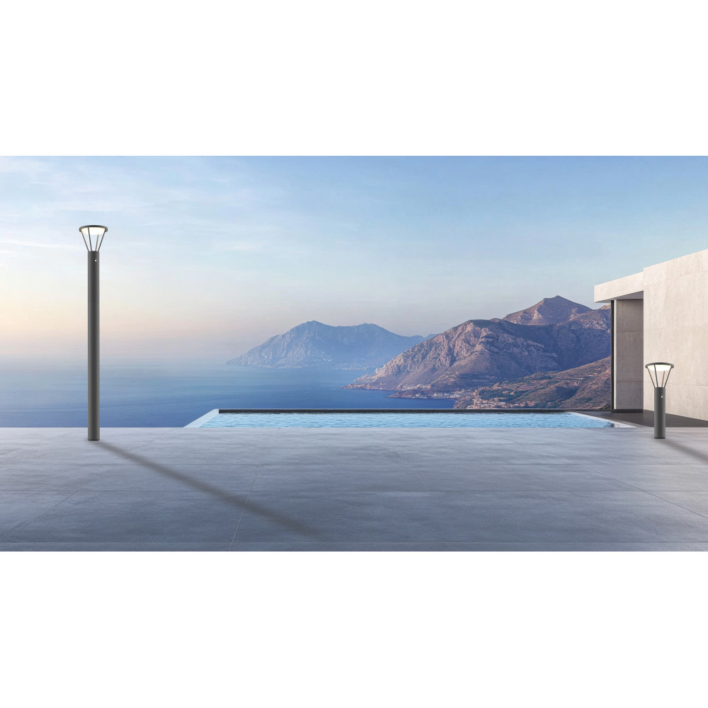 Stehleuchte Außen Solar Bewegungsmelder ZAMBELIS H2200 5W IP54 Dimmbar DESIGN Graphit E448 FS
