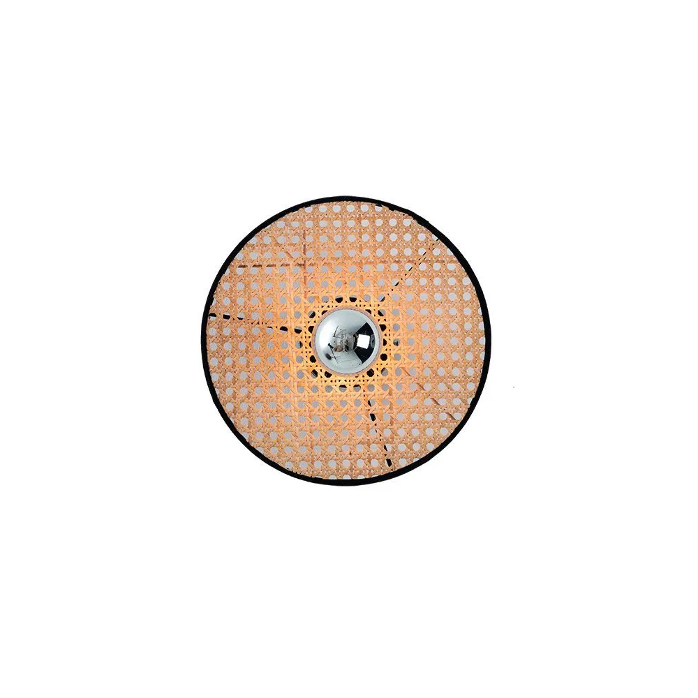 Applique ZAMBELIS D250 E27 DESIGN Rotin et Noir Sablé Sans Source 22175 FS
