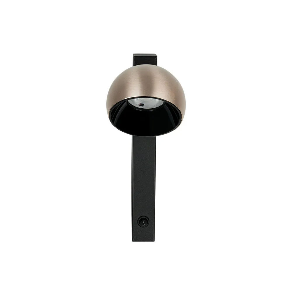 Applique Murale ZAMBELIS 13W Dimmable DESIGN Noir Sablé et Champagne Brossé 25340 FS