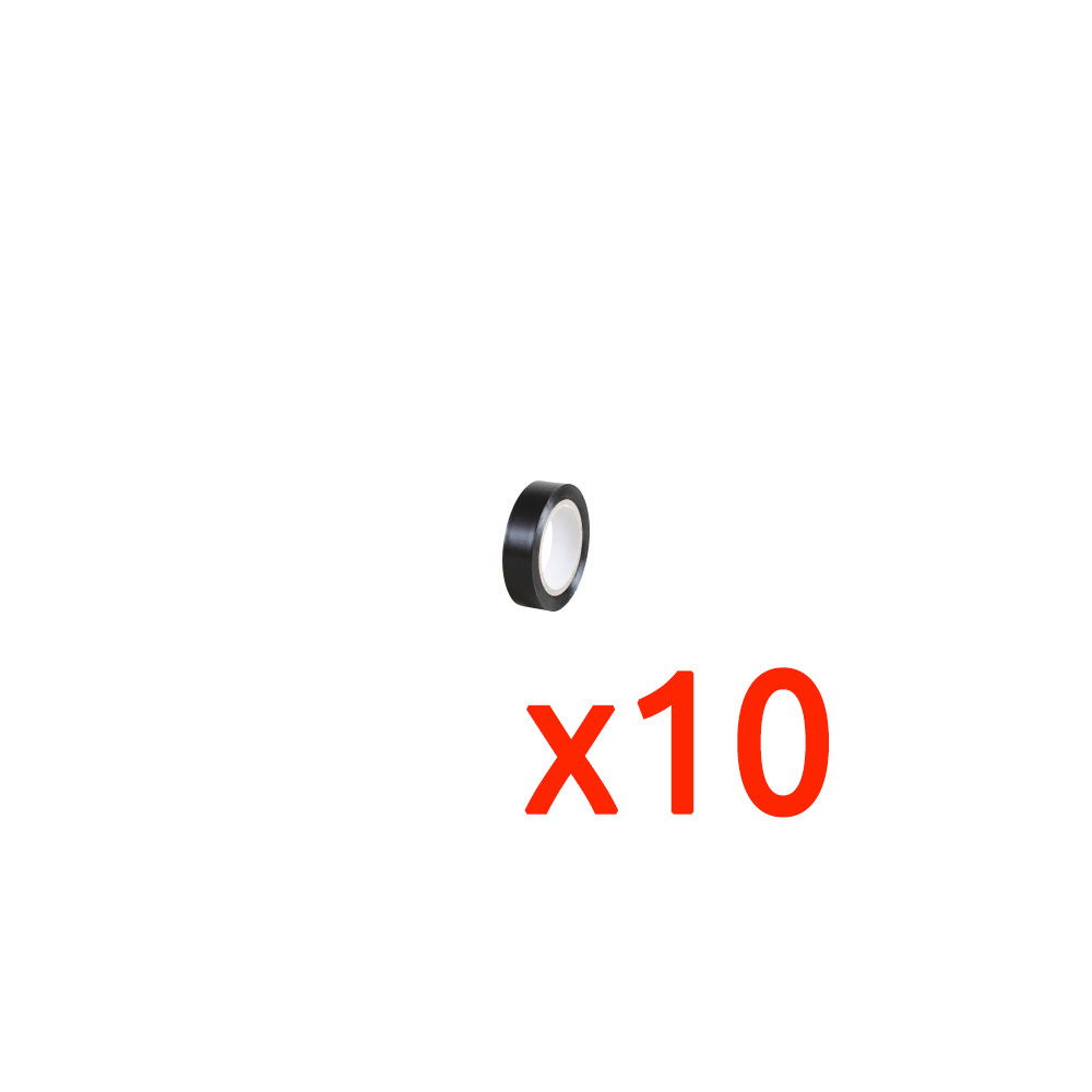 Set van 10 Zwarte Isolerende Kleefbanden 15mm x 10m EUR'OHM 72002