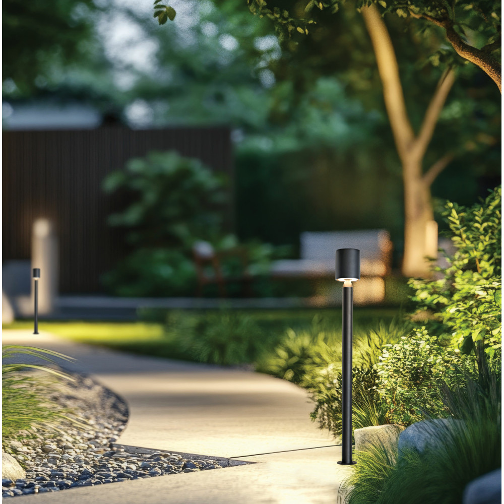 Borne Extérieure ZAMBELIS H600 8W IP65 DESIGN Noir Sablé E409