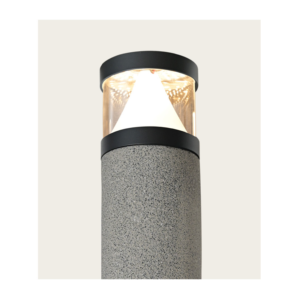 Outdoor Bollard ZAMBELIS H583 10W IP65 DESIGN Black and Concrete E411