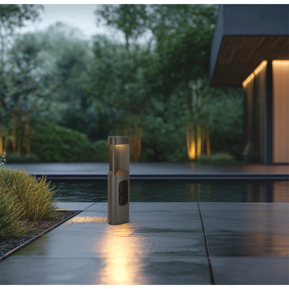 Buitenwandlamp ZAMBELIS 7W IP54 DESIGN Grafiet met Stopcontacten E354