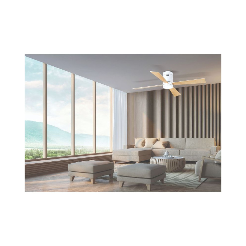 Ventilateur ZAMBELIS D1240 15W DESIGN Bois et Blanc Mat 19137
