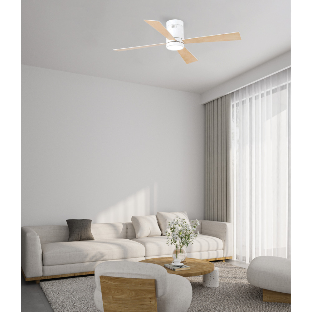 Ventilateur ZAMBELIS D1240 15W DESIGN Bois et Blanc Mat 19137