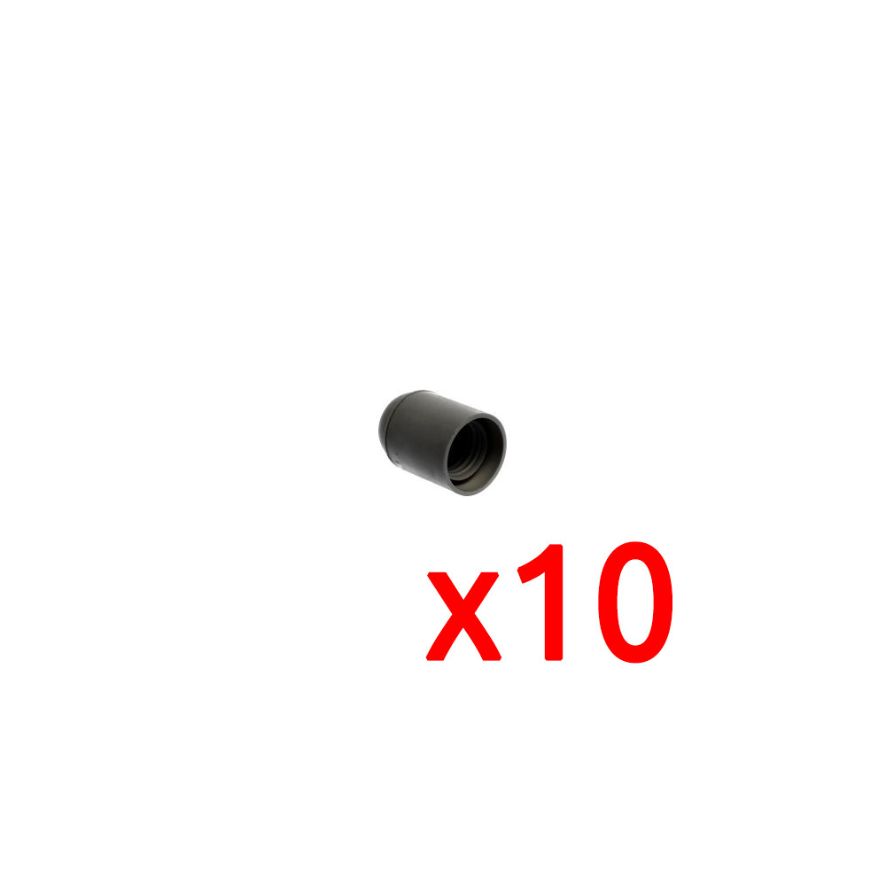 Set van 10 E27-fittingen Enkele ring Zwart EUR'OHM 62121
