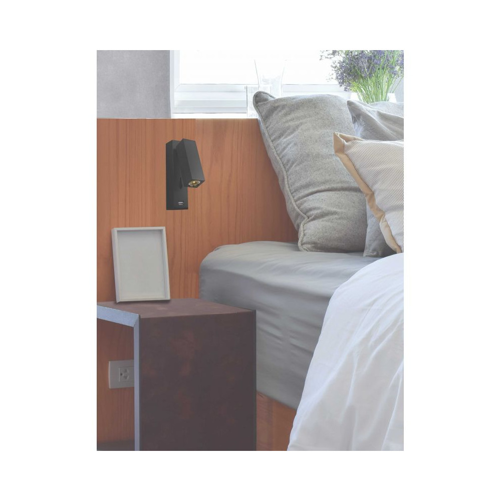 ZAMBELIS Wandlamp 3W DESIGN Mat Zwart H35
