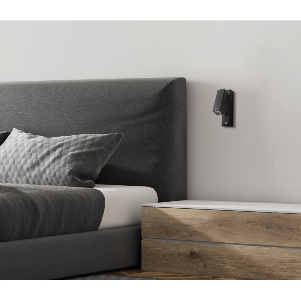 ZAMBELIS Wandlamp 3W DESIGN Mat Zwart H35