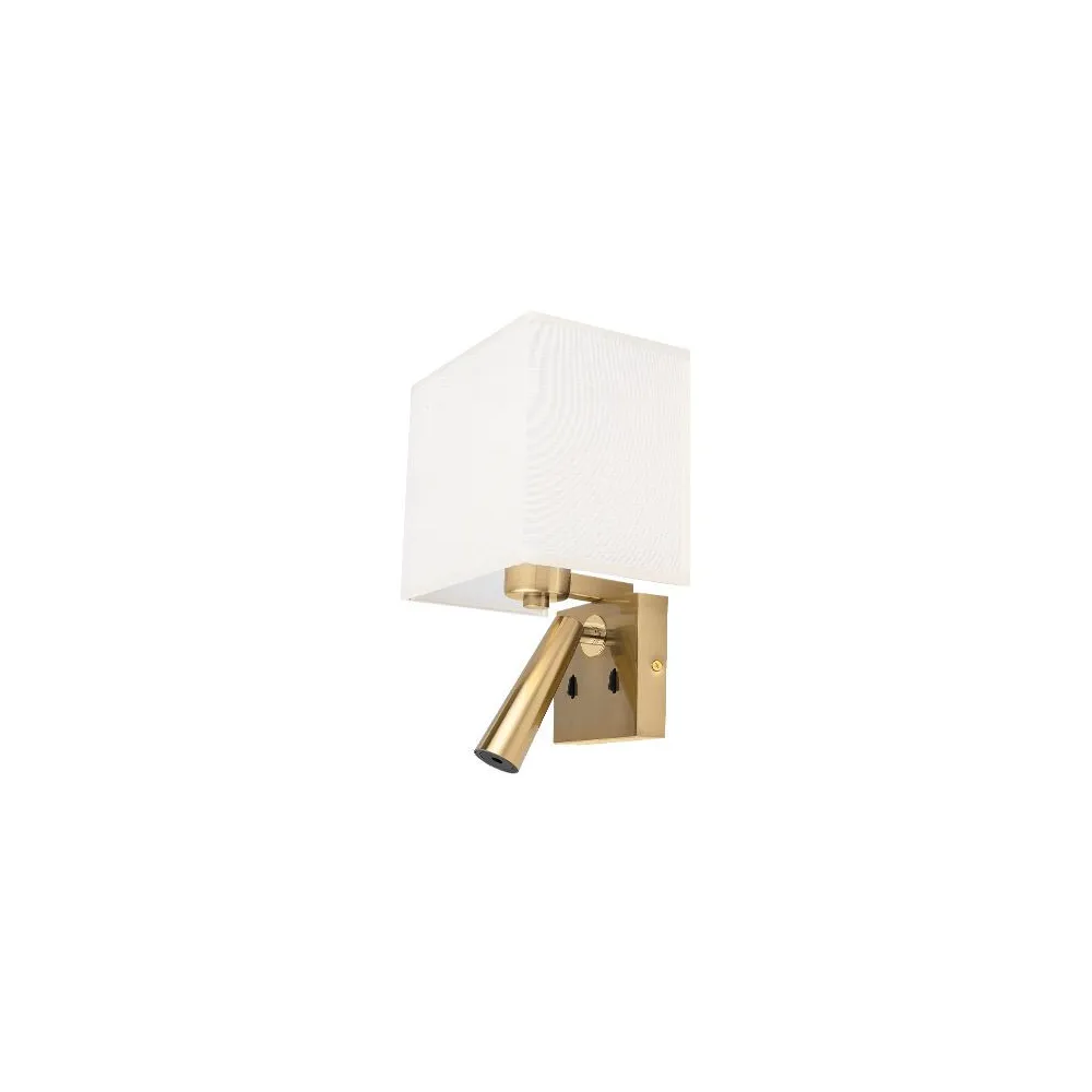 Wandleuchte ZAMBELIS E27 DESIGN Gebürstetes Messing und Beige Ohne Leuchtmittel H73 FS