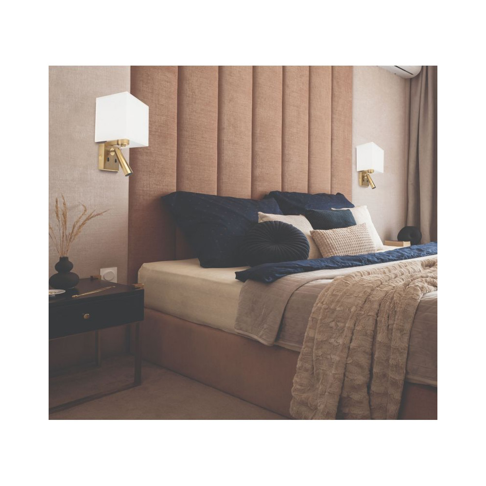 Wall Light ZAMBELIS E27 DESIGN Brushed Brass and Beige Without Light Source H73 FS