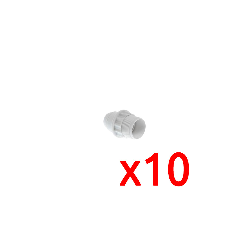 Set van 10 E27-fittingen Dubbele ring Wit EUR'OHM 62125