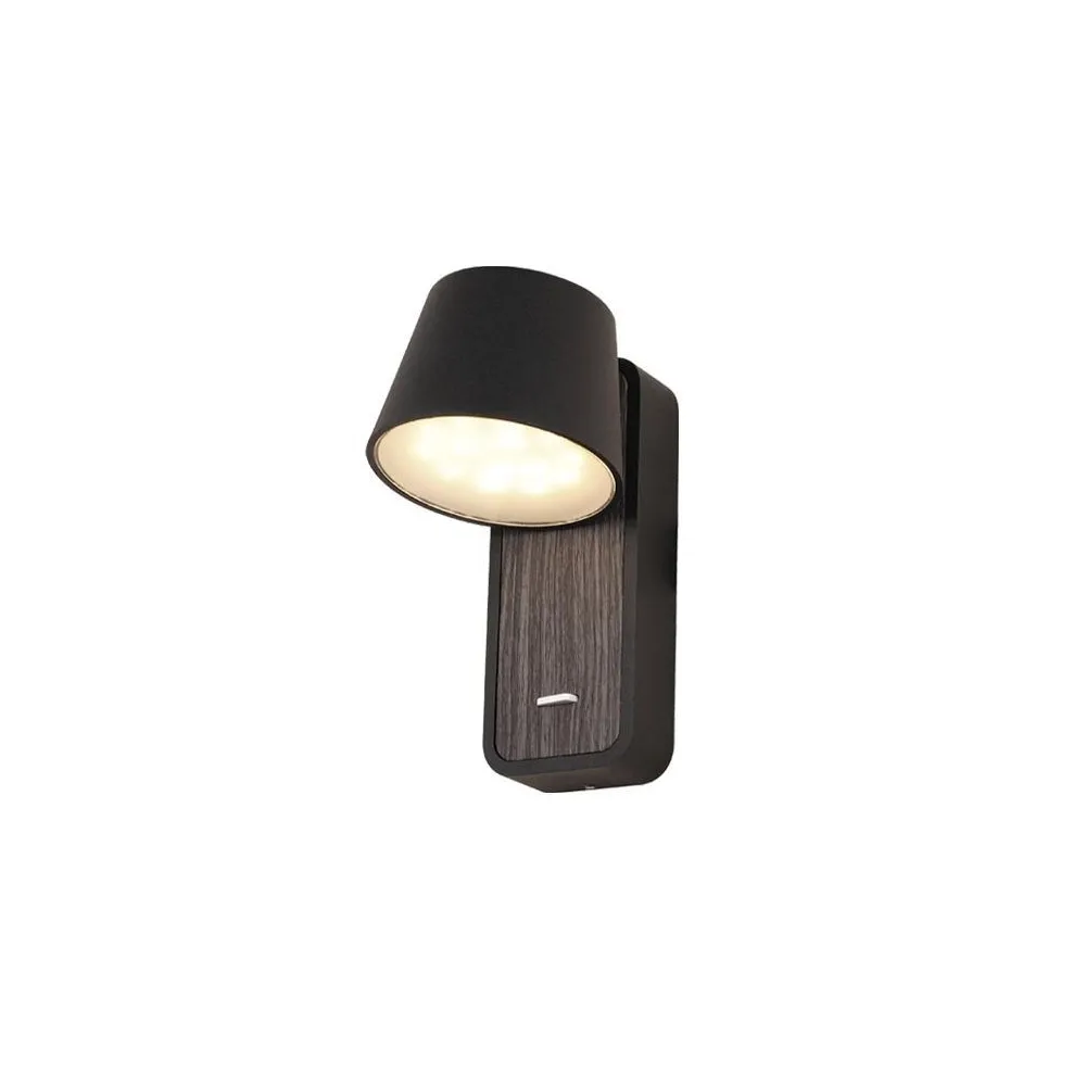 Applique ZAMBELIS 7W  DESIGN Noir Sablé et Brun H61