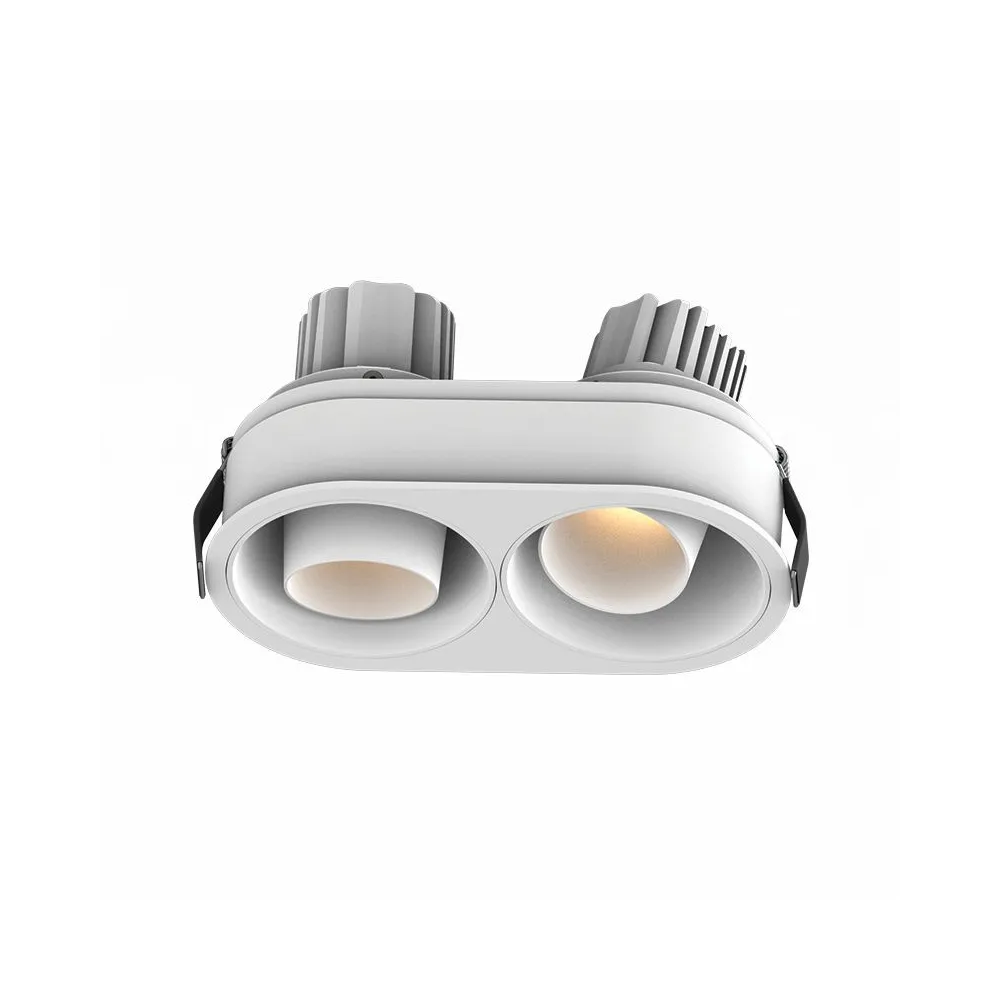 Downlight Orientable encastré ZAMBELIS 2x10W IP44 DESIGN Blanc Sablé Sans Driver S175