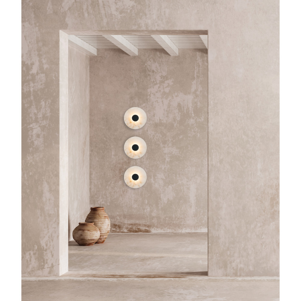 Applique Murale ZAMBELIS D250 5W DESIGN Albâtre Blanc et Noir Mat 2551