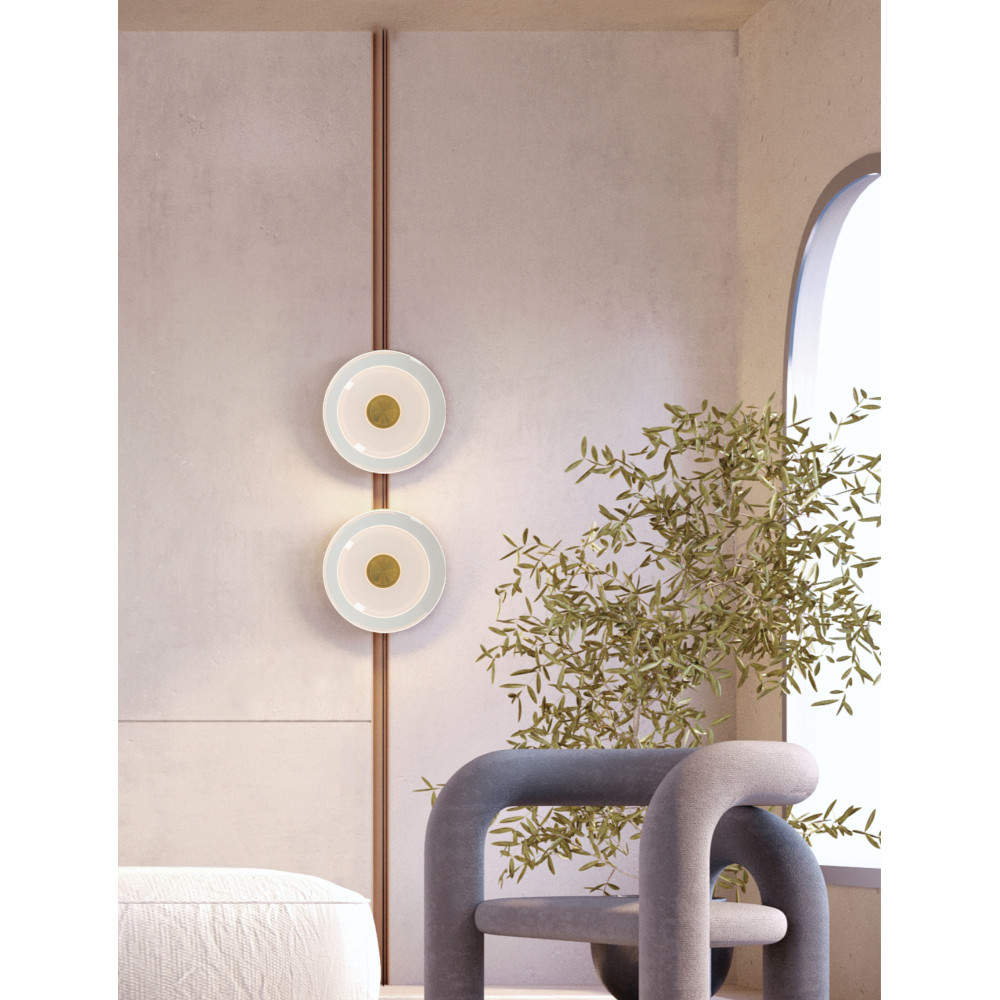 Wandlamp ZAMBELIS D300 10W Dimbaar DESIGN Geborsteld Messing en Glas 25143
