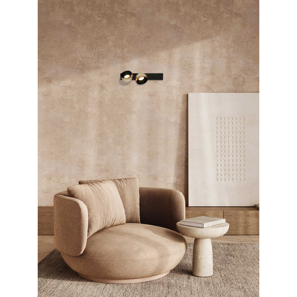 Wandlamp ZAMBELIS 25W Dimbaar DESIGN Zwart Zandkleur en Geborsteld Champagne 25342 FS