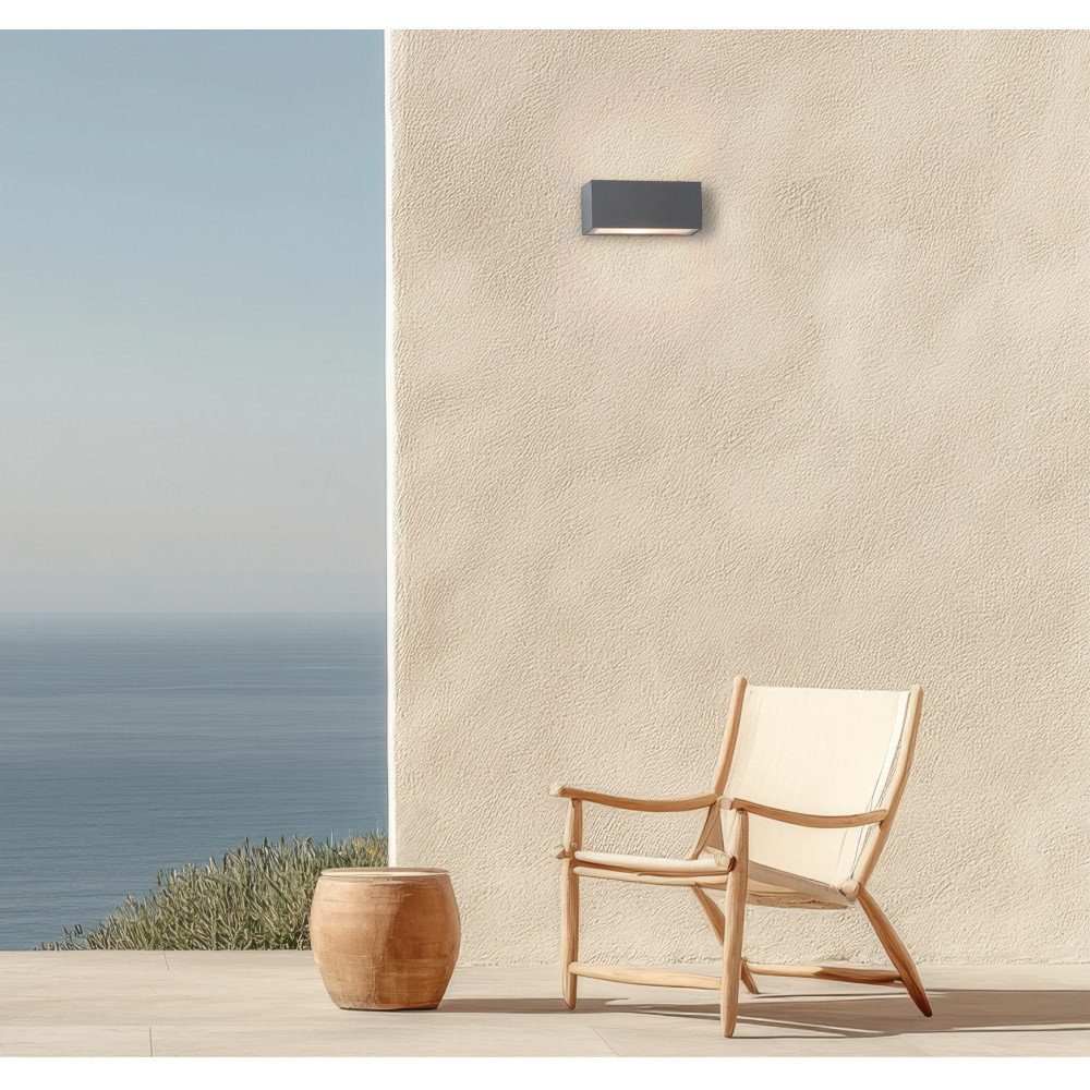 Außenwandleuchte ZAMBELIS 2x13,5W IP65 Direkt/Indirekt DESIGN Dunkelgrau E261