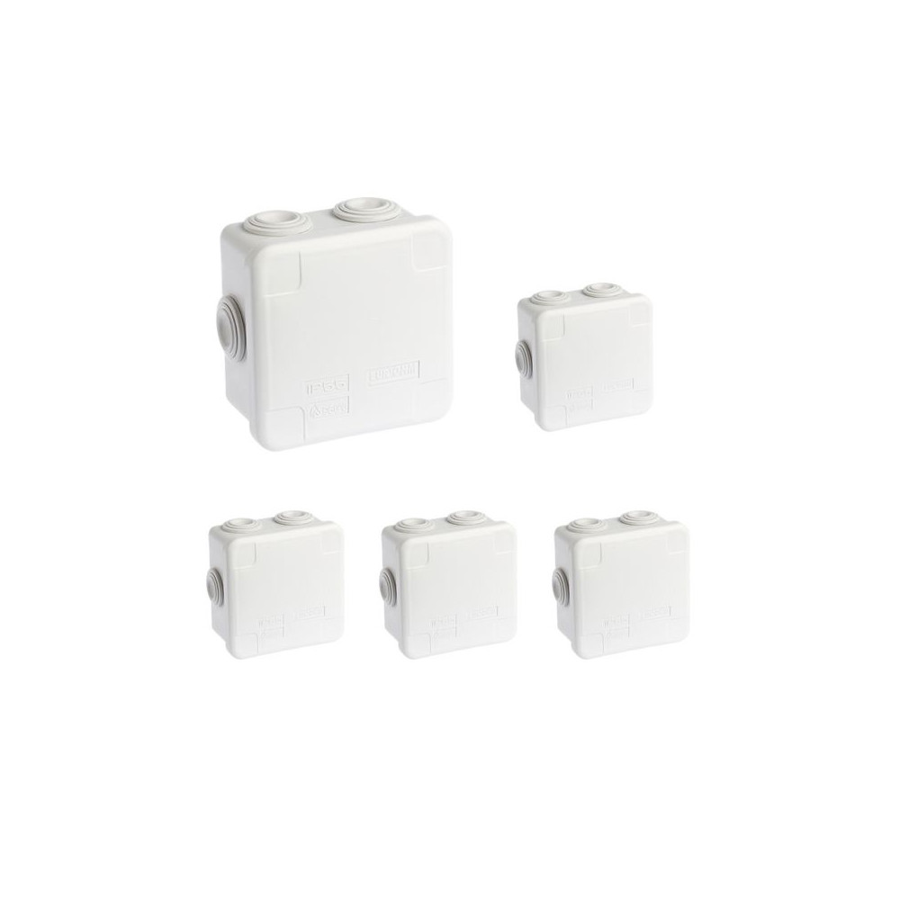 Pack of 5 Waterproof Junction Boxes IP55 89x89x50mm 960° EUR'OHM 50003 FS