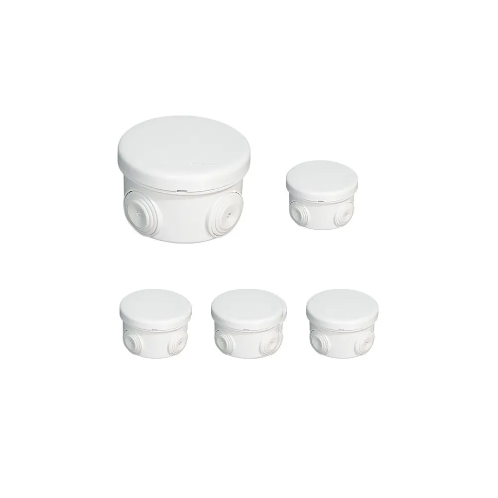 5er Set Wasserdichte Abzweigdosen IP55 rund Durchmesser 80x45mm 960° EUR'OHM 50002